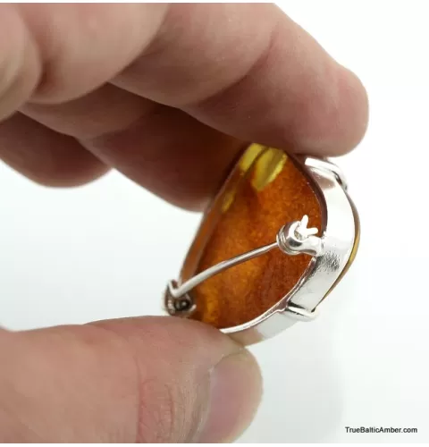 Exclusive Baltic amber silver brooch