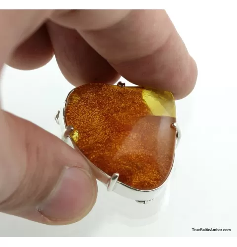 Exclusive Baltic amber silver brooch