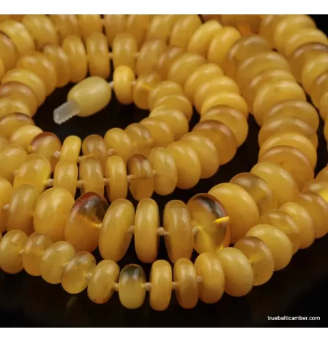 Egg Yolk BUTTONS Baltic amber necklace 79cm