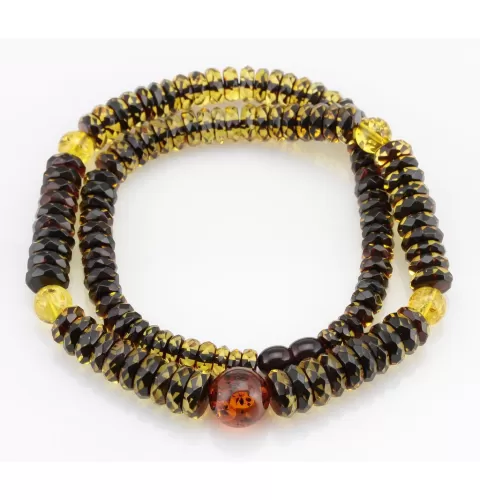 Faceted BUTTONS Baltic amber necklace 20in