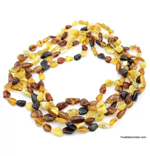 Lot of 5 Knotted BEANS Baltic amber necklaces