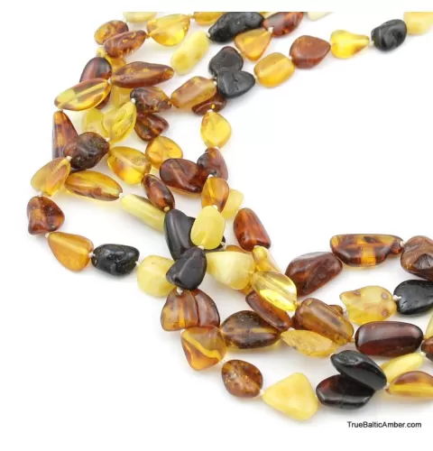 Lot of 5 Knotted BEANS Baltic amber necklaces