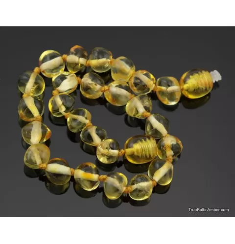 Lemon BAROQUE beads Baltic amber adult bracelet