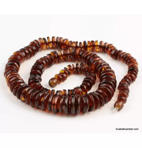 Cognac BUTTONS Baltic amber necklace 22in