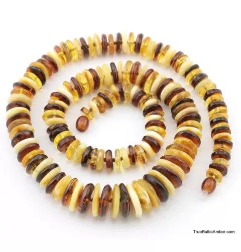 Multi BUTTONS Baltic amber necklace 25in