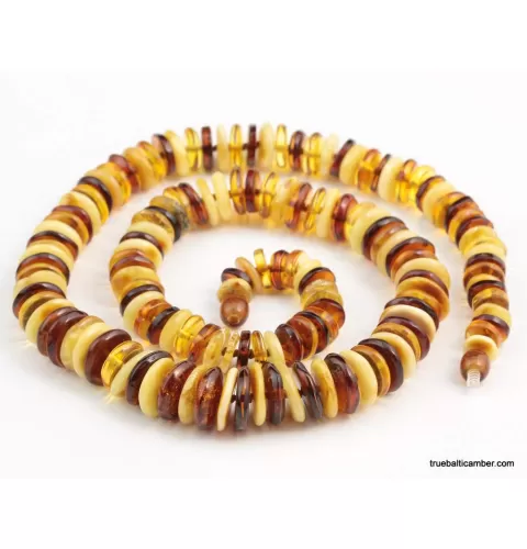 Multi BUTTONS Baltic amber necklace 24in