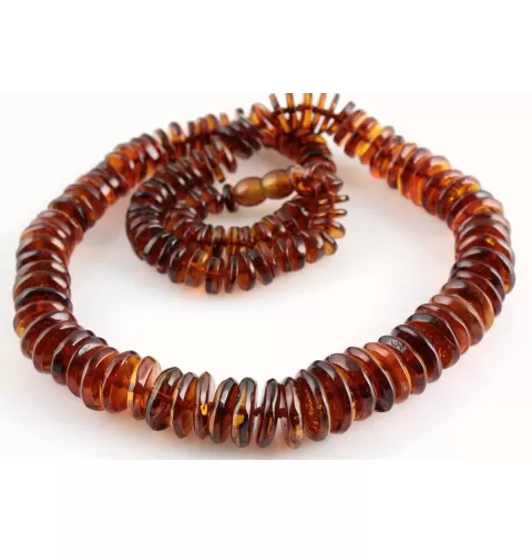Cognac Buttons Baltic amber necklace 22in