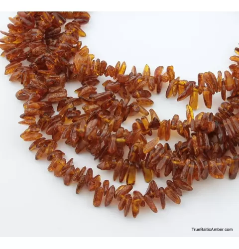 Lot of 5 Baltic amber LONG CHIP beads necklaces
