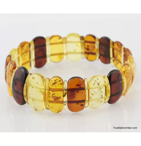 Multi pieces Baltic amber elastic bracelet 8in