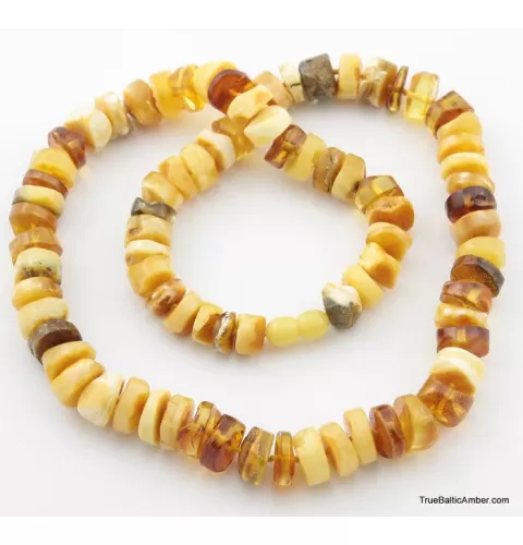 Natural butter BUTTONS Baltic amber necklace 24in