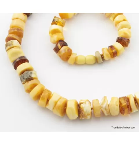 Natural butter BUTTONS Baltic amber necklace 24in