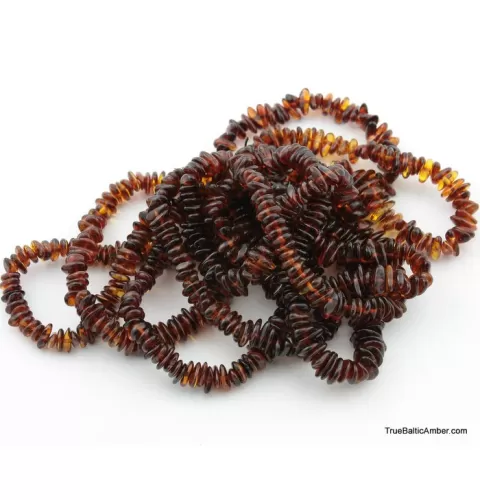 10 Cognac NUGGETS Baltic amber adult strech bracelets