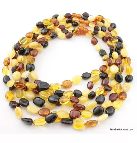 6 Multi larger BEANS Baltic amber adult wholesale necklaces