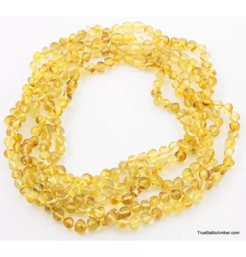 5 Lemon BAROQUE beads Baltic amber adult necklaces
