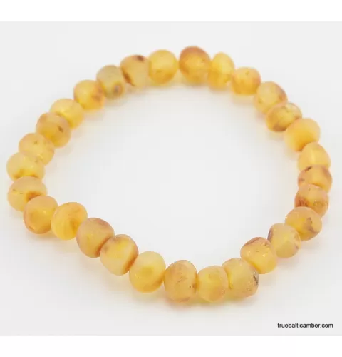 Raw BAROQUE beads Baltic amber adult stretch bracelet