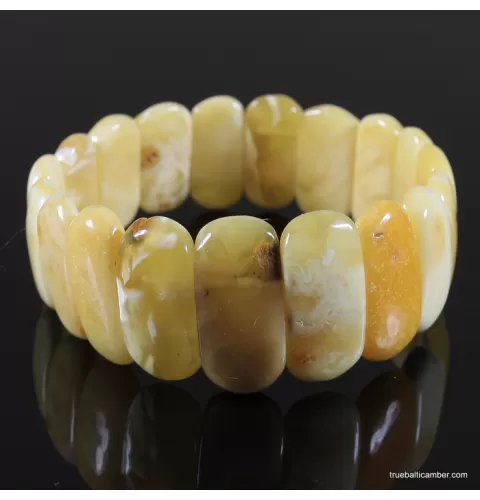 Anitique stretch butter pieces Baltic amber bracelet
