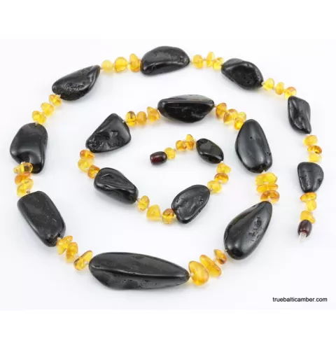 Large knotted beads Baltic amber necklace 30in