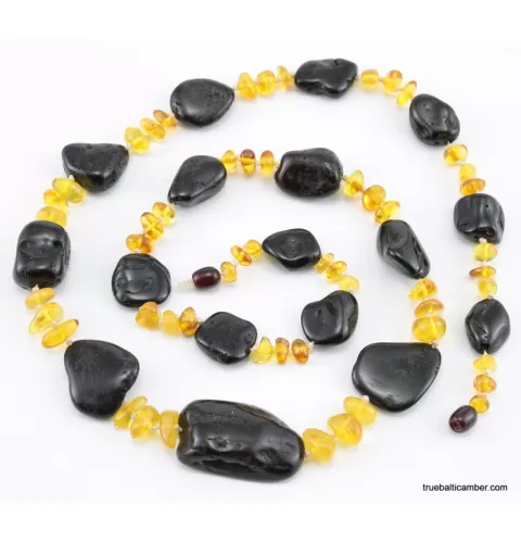 Large knotted beads Baltic amber necklace 30in