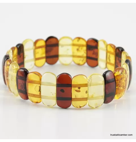 Multi pieces Baltic amber elastic bracelet