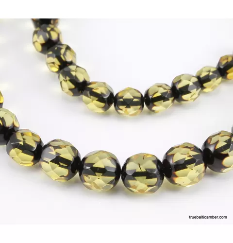 Faceted Baltic amber ROUND beads necklaces 46cm