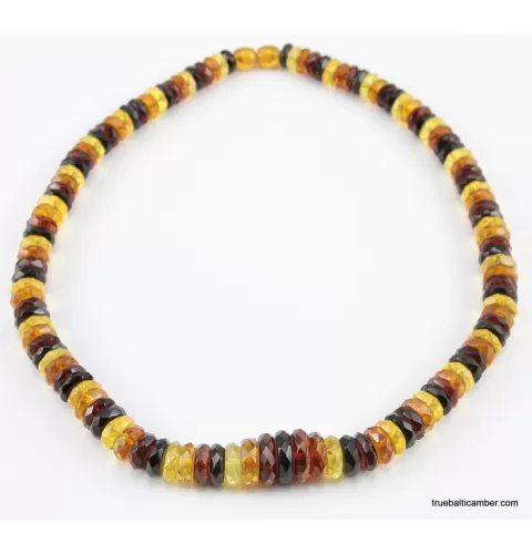 Faceted BUTTONS Baltic amber necklace 18in