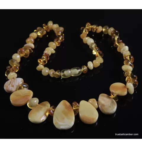 Leave shape pieces Baltic amber choker 18in