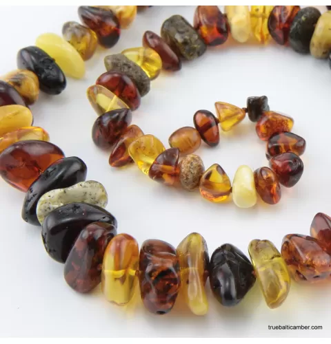 Large MULTI Baltic amber beads necklace