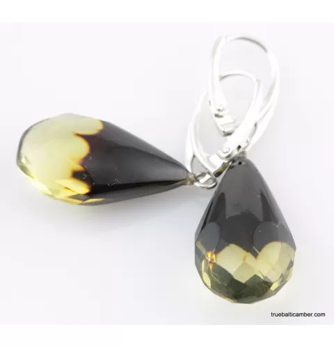 Faceted drops Baltic amber earrings