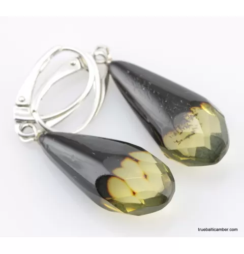 Faceted drops Baltic amber earrings