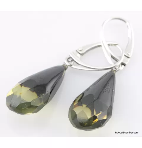 Faceted drops Baltic amber earrings