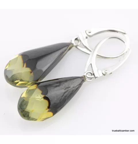 Faceted drops Baltic amber earrings