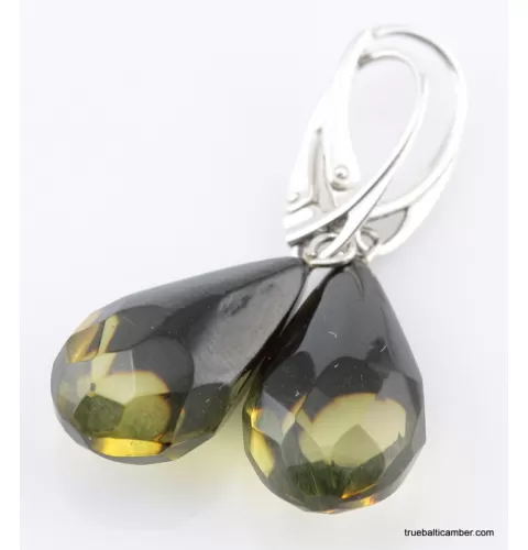 Faceted drops Baltic amber earrings