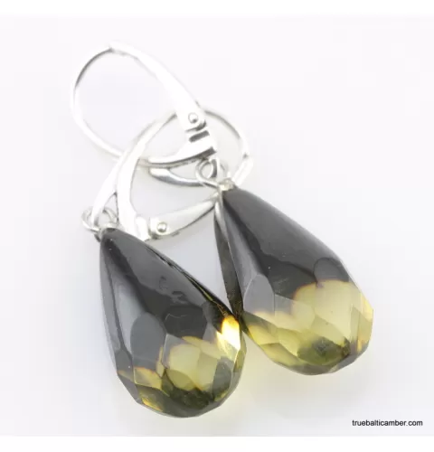 Faceted drops Baltic amber earrings