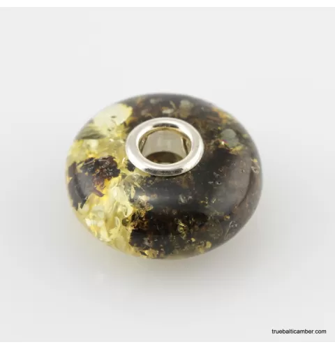 Dark Baltic amber PANDORA style bead
