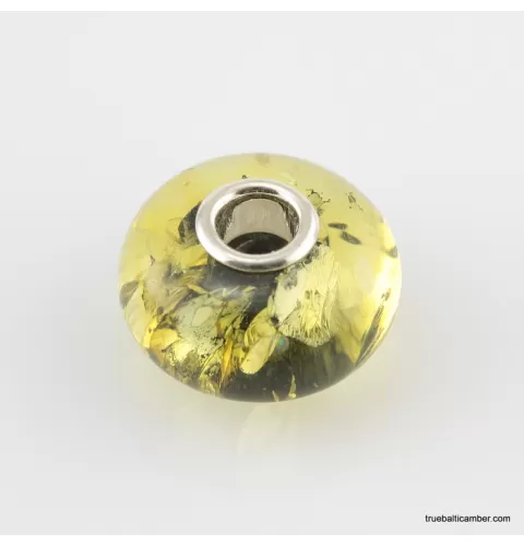 Green Baltic amber PANDORA style bead