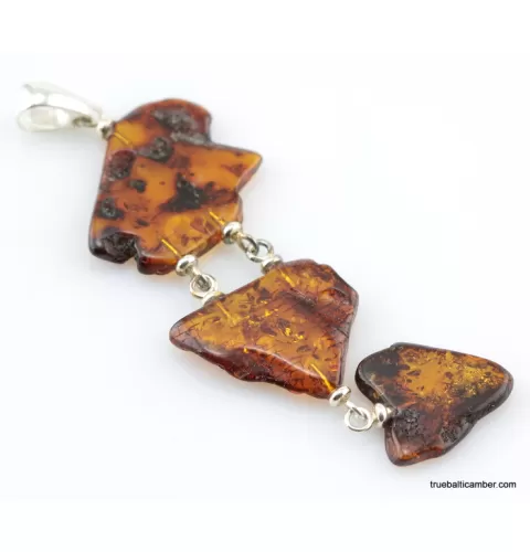 Nautral Baltic amber silver pendant