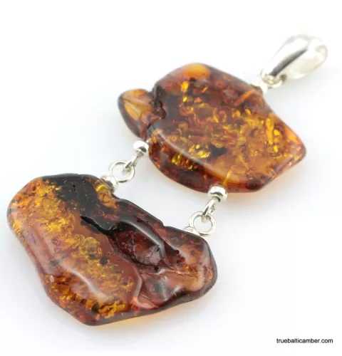 Nautral Baltic amber silver pendant