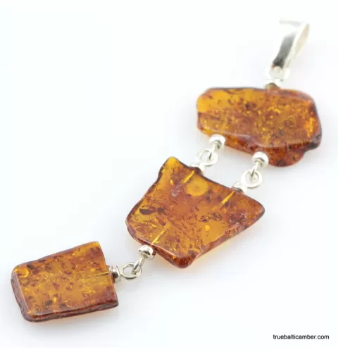 Nautral Baltic amber silver pendant