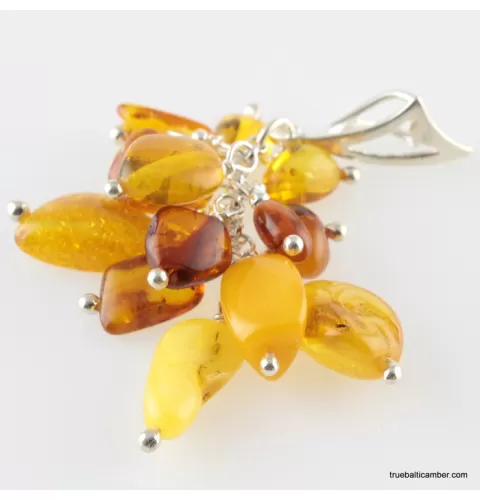 Grape bunch Baltic amber dangle pendant