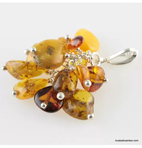 Grape bunch Baltic amber dangle pendant