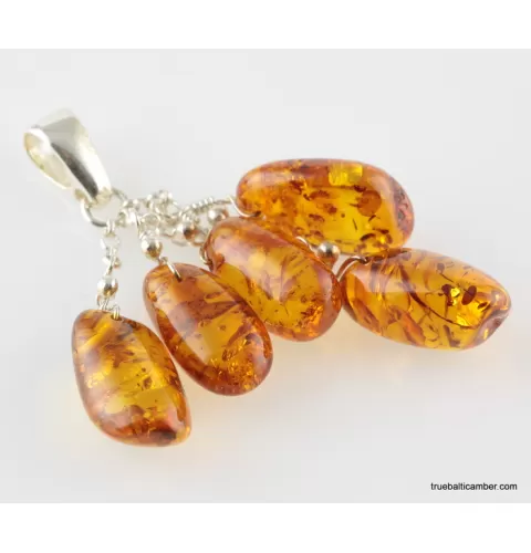 Dangling pieces Baltic amber pendant
