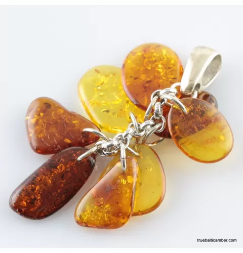 Dangling pieces Baltic amber pendant