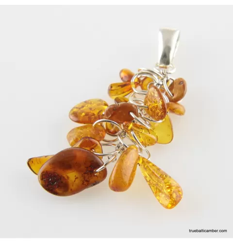 Dangling pieces Baltic amber pendant