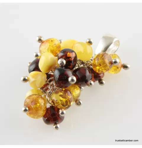 Grape multi Baltic amber dangle pendant