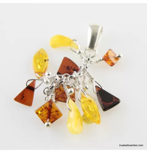 Dangling pieces Baltic amber pendant