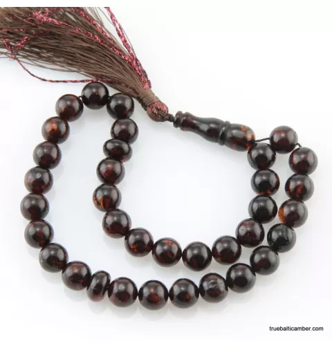 Islamic 33 ROUND beads prayer PRESSED Baltic amber rosary