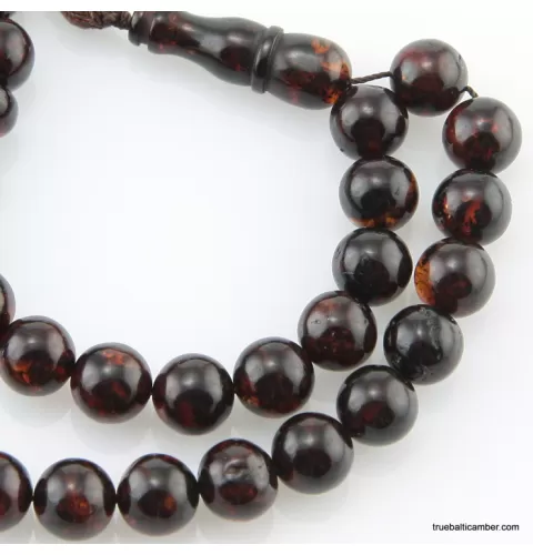 Islamic 33 ROUND beads prayer PRESSED Baltic amber rosary