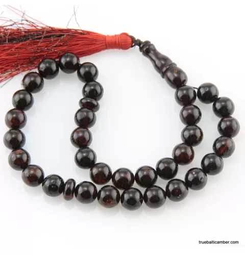 Islamic 33 ROUND beads prayer PRESSED Baltic amber rosary