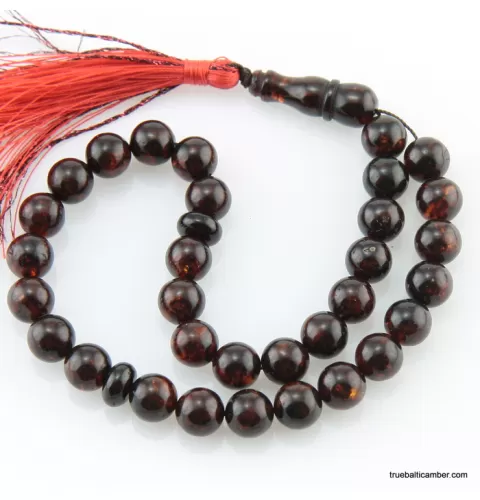 Islamic 33 ROUND beads prayer PRESSED Baltic amber rosary