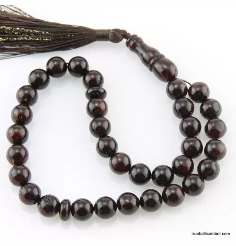 Islamic 33 ROUND beads prayer PRESSED Baltic amber rosary